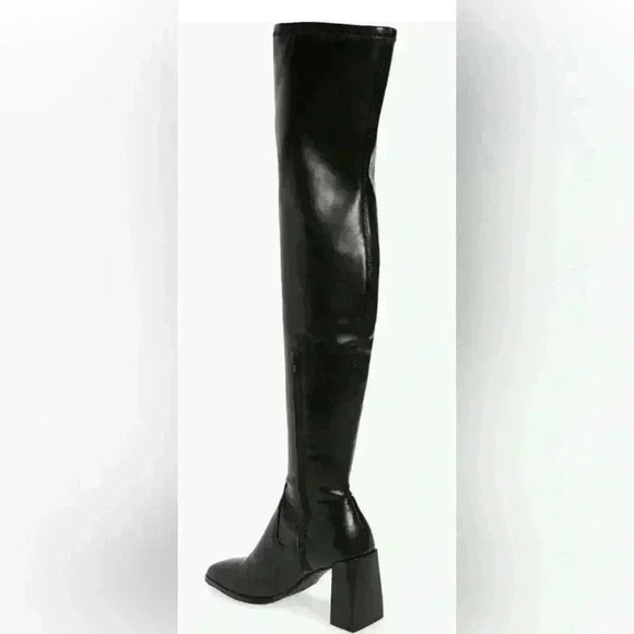 Open Edit Briar Over The Knee Boots Block Heel Goth Winter Club Size 9 New - Picture 2 of 11